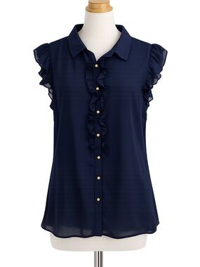 Liz Claiborne Midnight Blue Ruffle Blouse